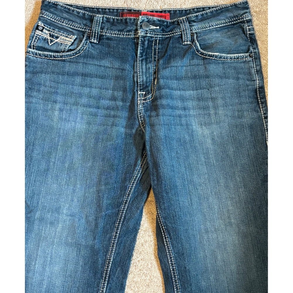 Rock and Roll Denim Double Barrel Relaxed Straight Leg Jeans Blue Mens 38x32
